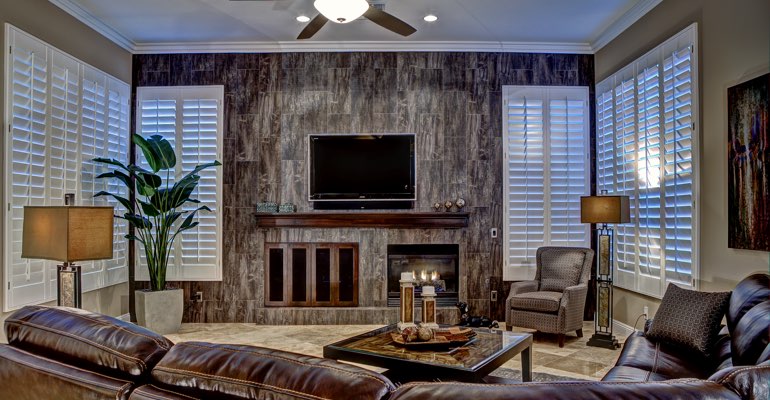 San Antonio living room with shutters