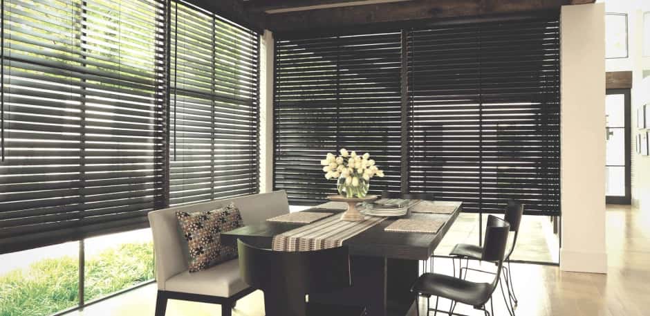 Basswood blinds in a dining room