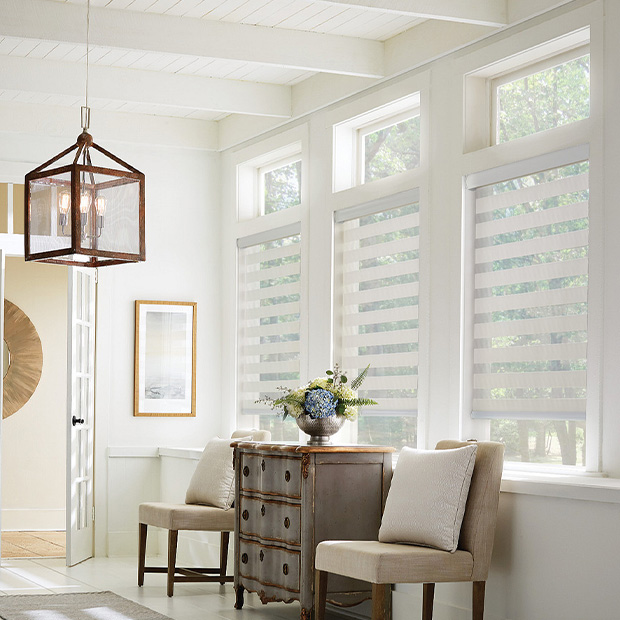 Transitional shades in a San Antonio living room