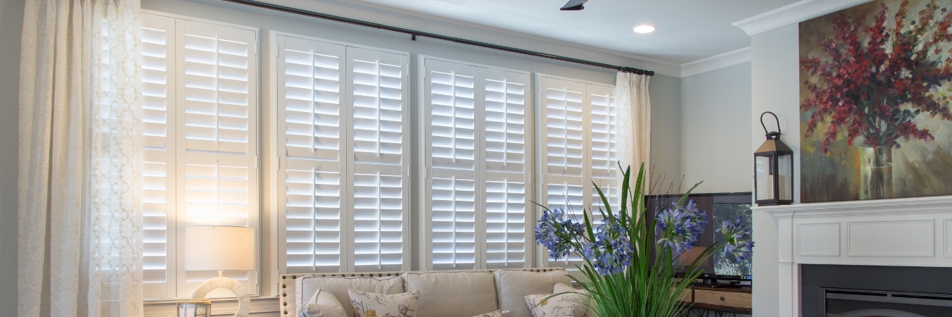 Polywood plantation shutters in San Antonio living room