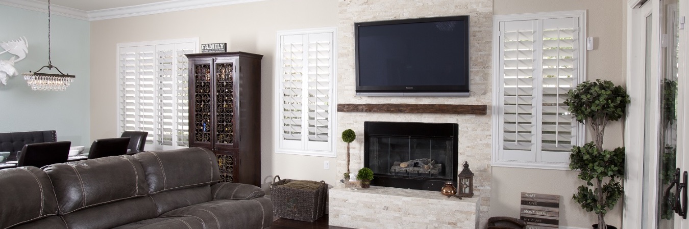 Polywood shutters in a San Antonio living room