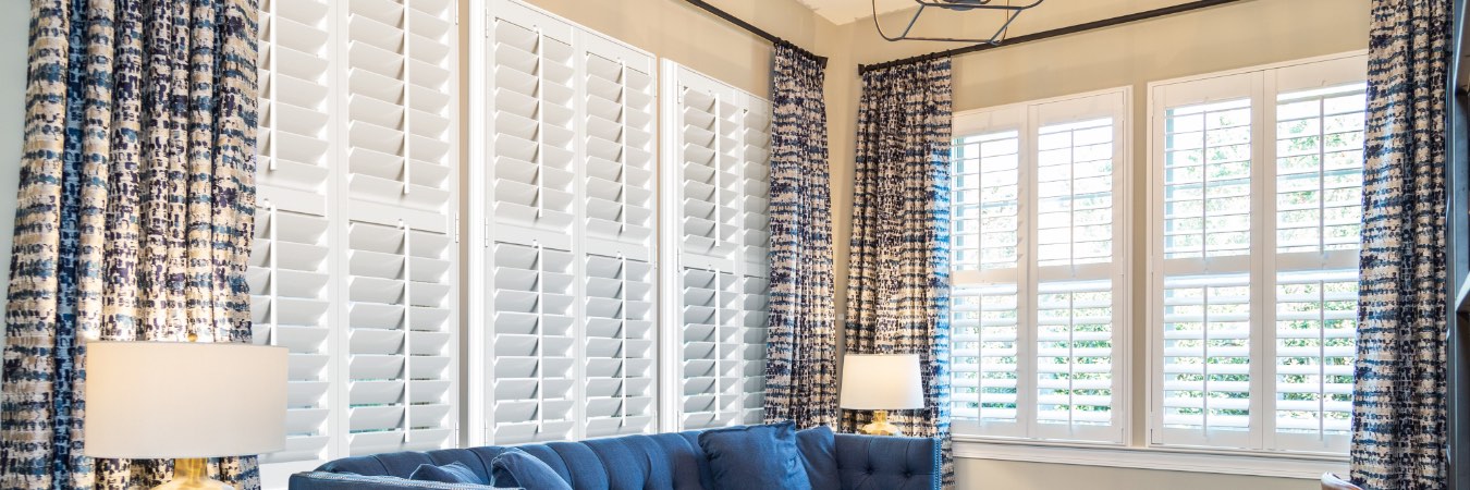 Plantation shutters in Alamo Heights living room
