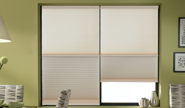 Cellular shades by in a San Antonio dining room.